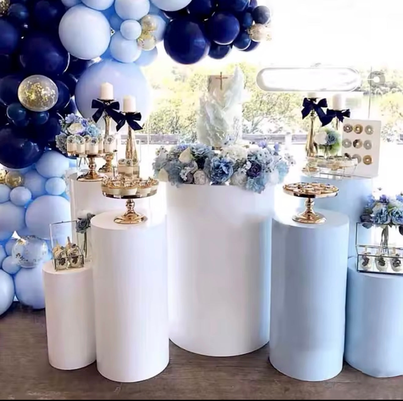 Candy Bar Säulen – 3-teiliges Set aus Metall (Weiß)